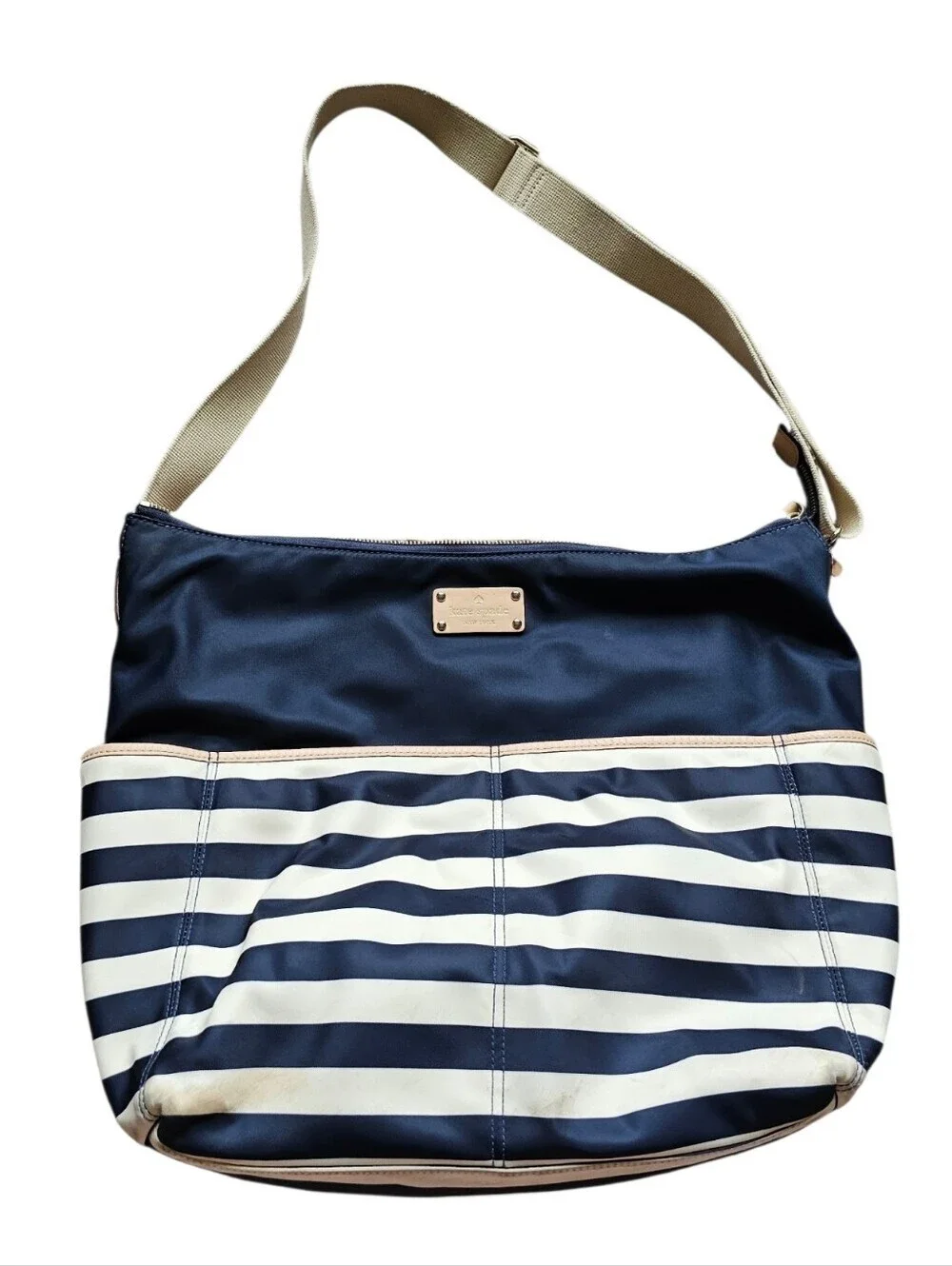 Kate Spade Baby Bag In Navy and White Striped Shoulder Bag